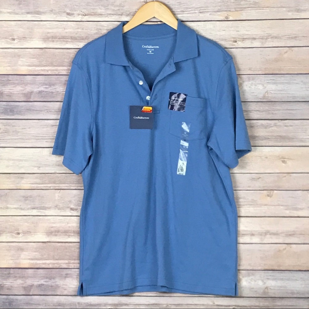 Croft & Barrow Short Sleeve Polo Shirt Blue Medium